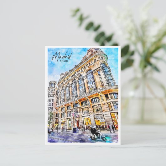 Madrid Spanien Reisen Place Watercolor Postkarte (Stehend Vorderseite)