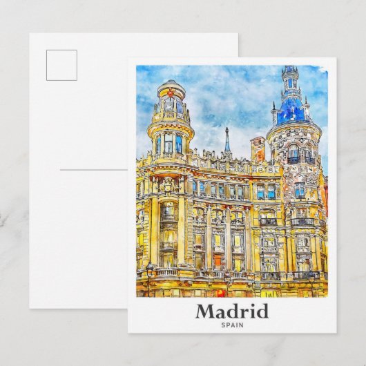 Madrid Spanien Reisen Wasserfarbenhandzeichnung Postkarte (Vorne/Hinten)