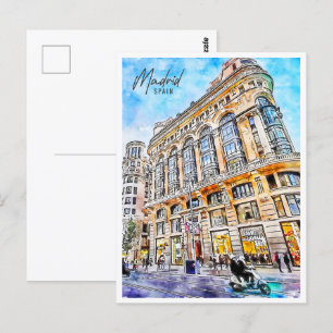 Madrid Spanien Reiseort Wasserfarbe Postkarte