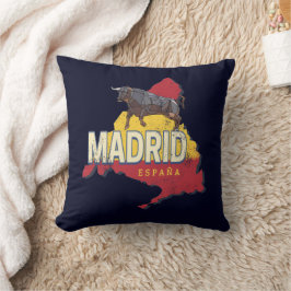Madrid Spanien Retro Region Karte Vintag Bull Kissen