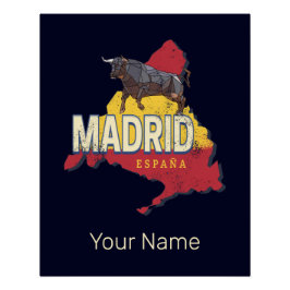 Madrid Spanien Retro Region Karte Vintag Bull Poster