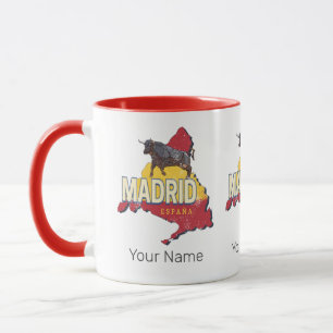 Madrid Spanien Retro Region Karte Vintag Bull Tasse