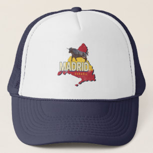 Madrid Spanien Retro Region Karte Vintag Bull Truckerkappe