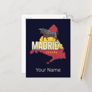 Madrid Spanien Retro-Regionskarte Vintage-Bulle Feiertagspostkarte