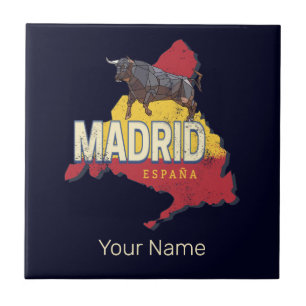 Madrid Spanien Retro-Regionskarte Vintage-Bulle Fliese