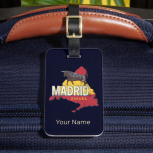 Madrid Spanien Retro-Regionskarte Vintage-Bulle Gepäckanhänger