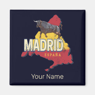 Madrid Spanien Retro-Regionskarte Vintage-Bulle Magnet