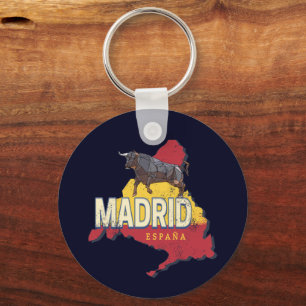 Madrid Spanien Retro-Regionskarte Vintage-Bulle Schlüsselanhänger