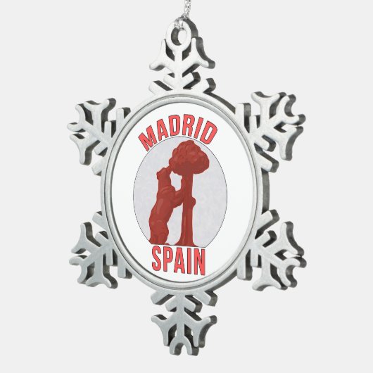 Madrid Spanien Schneeflocken Zinn-Ornament (Rechts)