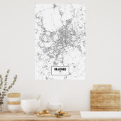 Madrid, Spanien (schwarz auf weiß) Poster (Küche)