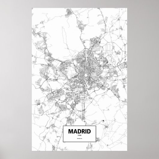 Madrid, Spanien (schwarz auf weiß) Poster (Vorne)