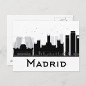 Madrid, Spanien | Schwarz-Weiß-City-Skyline Postkarte (Vorne/Hinten)