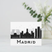 Madrid, Spanien | Schwarz-Weiß-City-Skyline Postkarte (Stehend Vorderseite)