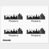 Madrid, Spanien | Schwarz-Weiß-City-Skyline Rechteckiger Aufkleber (Blatt)