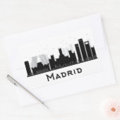 Madrid, Spanien | Schwarz-Weiß-City-Skyline Rechteckiger Aufkleber (Umschlag)