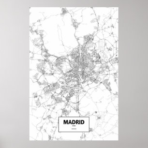 Madrid, Spanien (Schwarzes auf Weiß) Poster