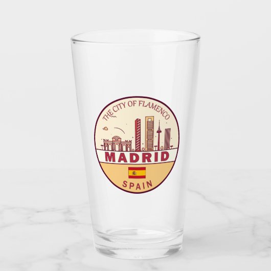 Madrid Spanien Skyline Emblem Glas (Vorderseite)