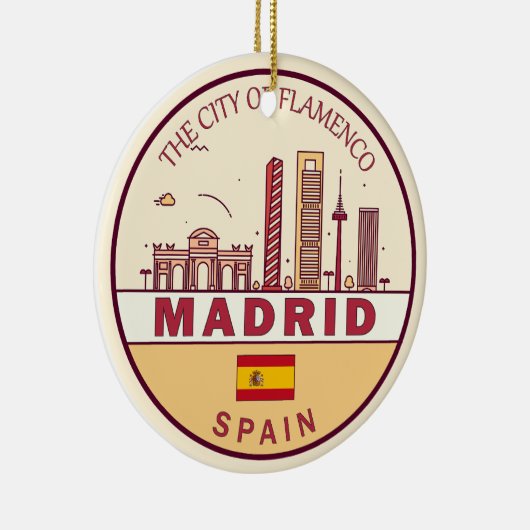 Madrid Spanien Skyline Emblem Keramik Ornament (Rechts)