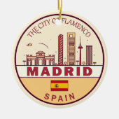Madrid Spanien Skyline Emblem Keramik Ornament (Vorne)