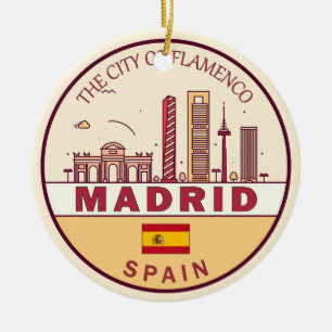 Madrid Spanien Skyline Emblem Keramik Ornament