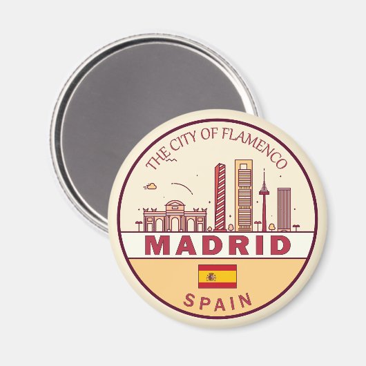 Madrid Spanien Skyline Emblem Magnet (Vorderseite/Rückseite)