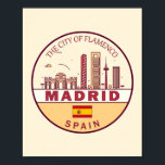 Madrid Spanien Skyline Emblem Poster<br><div class="desc">Das minimalistische, farbenfrohe Kunstdesign von Madrid mit Sehenswürdigkeiten und Sehenswürdigkeiten der Stadt in Spanien.</div>