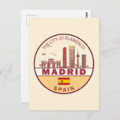 Madrid Spanien Skyline Emblem Postkarte (Vorne/Hinten)