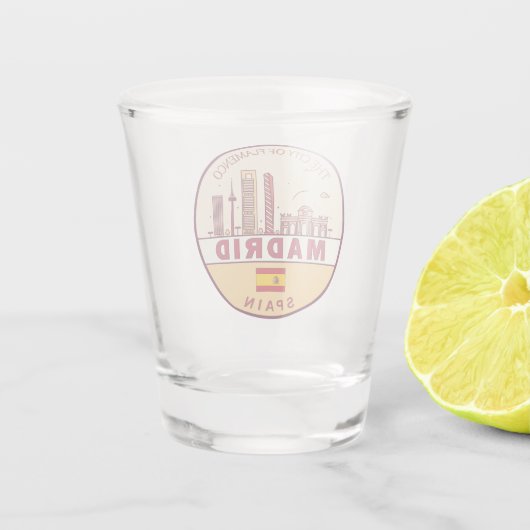 Madrid Spanien Skyline Emblem Schnapsglas (Rückseite)