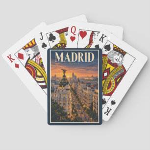 Madrid Spanien Sonnenuntergang Illustration Reise Spielkarten