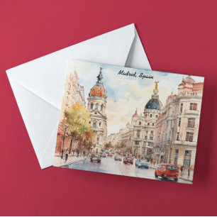 Madrid Spanien Stadt Aussicht Aquarellbilder Postkarte