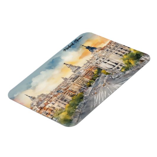 Madrid Spanien Stadt Silhouette Aquarellbilder Magnet (Linke Seite)