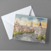 Madrid Spanien Stadt Silhouette Aquarellbilder Postkarte