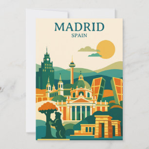 Madrid Spanien Stadt Skyline - Minimalist Retro St Einladung