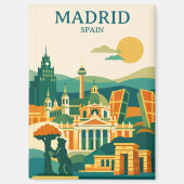 Madrid Spanien Stadt Skyline - Minimalist Retro St Magnet (Vorderseite)