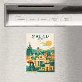 Madrid Spanien Stadt Skyline - Minimalist Retro St Magnet (In Situ (Geschirrspüler))