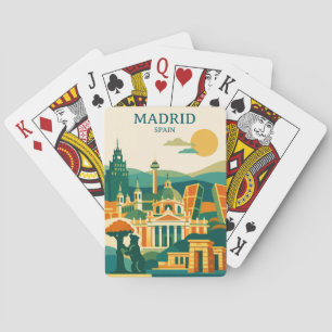 Madrid Spanien Stadt Skyline - Minimalistischer Re Spielkarten
