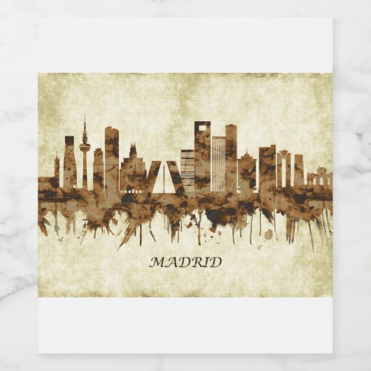 Madrid Spanien Stadtbild Weinetikett (Einzelnes Label)