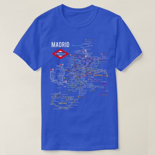 Madrid Spanien U-Bahn-Zug Karte Spanisch Sprachen T-Shirt (Design vorne)