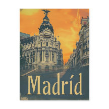 Madrid Spanien Vintag Retro Travel Illustration