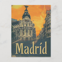 Madrid Spanien Vintag Retro Travel Illustration Postkarte