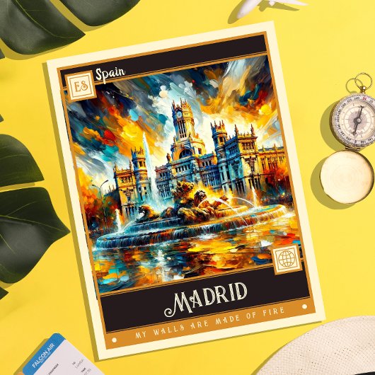 Madrid, Spanien | Vintage Malerei Postkarte