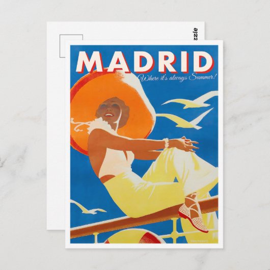 Madrid Spanien Vintage Reise Postkarte (Vorne/Hinten)