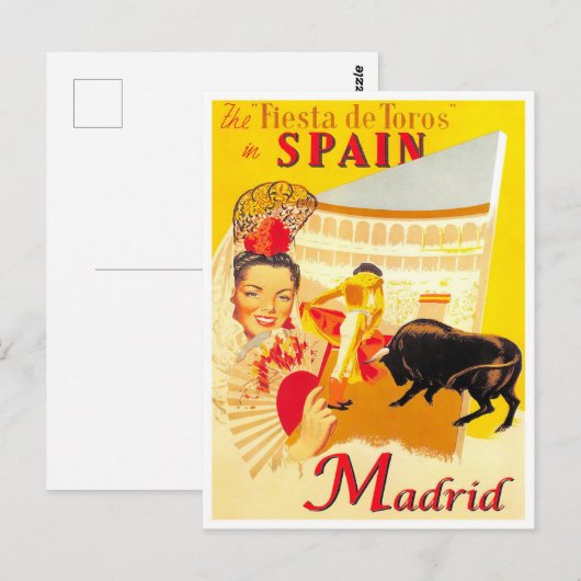 Madrid Spanien Vintage Reise Postkarte (Vorne/Hinten)