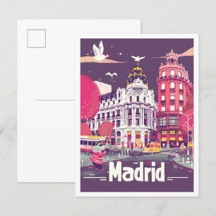 Madrid Spanien Vintage-Reiseillustration Postkarte