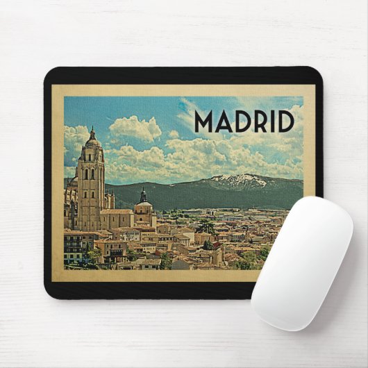 Madrid Spanien Vintage Reisen Mousepad (Mit Mouse)