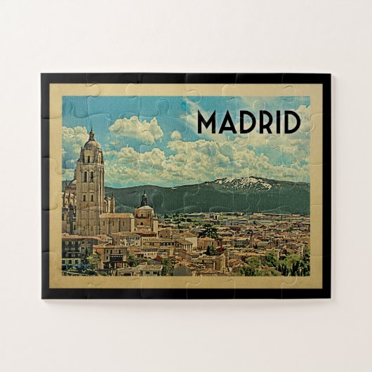 Madrid Spanien Vintage Reisen Puzzle (Horizontal)