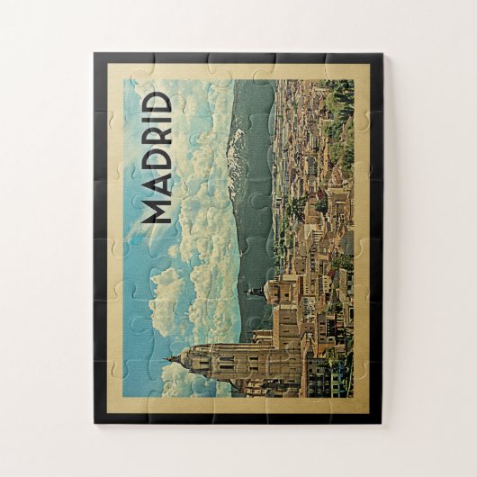 Madrid Spanien Vintage Reisen Puzzle (Vertikal)