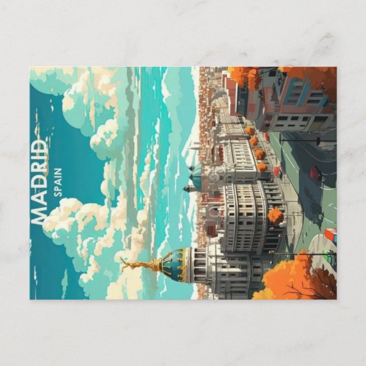Madrid Spanien Vintage-Reiseposter Postkarte (Vorderseite)