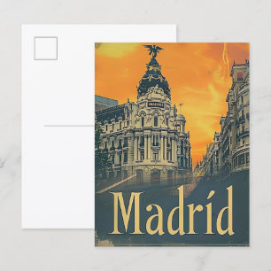 Madrid Spanien Vintage Retro Reiseillustration Postkarte