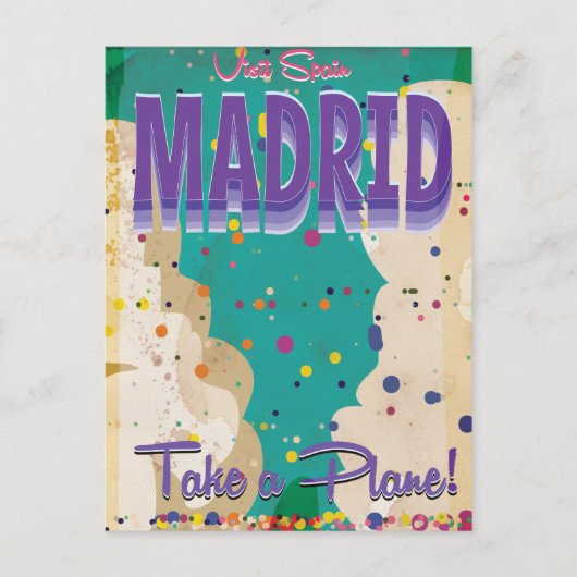 Madrid, Spanien Vintages Ferienplakat Postkarte (Vorderseite)